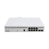 Switch Smart PoE con 8 puertos Gigabit 802.3af/at y 2 SFP+ 10G, SwOS y PSU. Para cámaras, APs y redes empresariales.