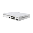 Switch Smart PoE con 8 puertos Gigabit 802.3af/at y 2 SFP+ 10G, SwOS y PSU. Para cámaras, APs y redes empresariales.