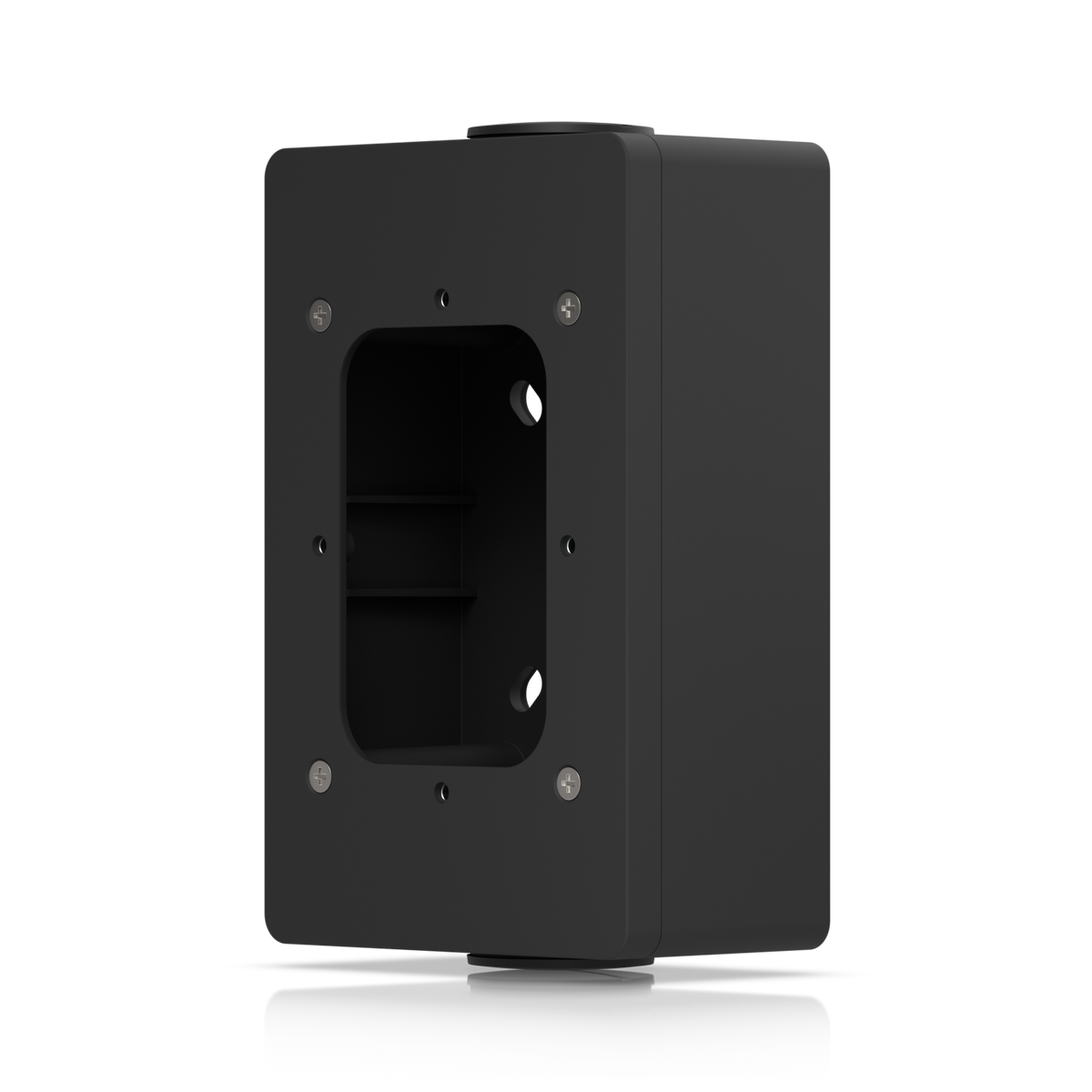 "UniFi Caja de conexiones para lectores UniFi Access y visores de intercomunicación que admiten montaje en superficie plana y fijación a conductos de 3/4""."