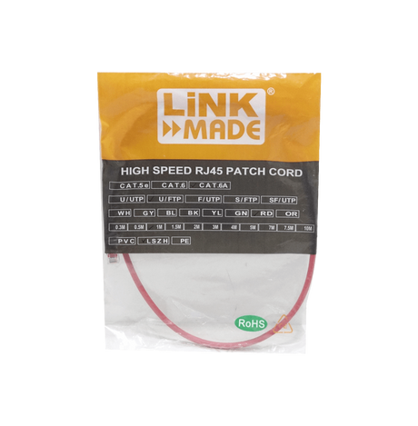 LINKMADE 1MT CAT6A U/FTP ROJO LSZH CABLE PATCH INYECTADO MULTIFILAR - Gestion y Equipos (G&E)