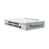 Router CCR2004 desktop con refrigeración pasiva, 16 Gigabit, 2 SFP+ 10G, CPU ARM 4 núcleos, 4GB RAM y RouterOS L6. Alto rendimiento silencioso.