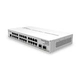 Switch/router desktop con 24 puertos Gigabit, 1 SFP y RouterOS. Ideal para switching gestionado y funciones de routing en pymes.