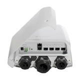 FiberBox Plus outdoor con 4 SFP+ 10G y 1 Gigabit, RouterOS/SwOS, gabinete IP66, PoE y fuente. Solución 10G para exteriores.
