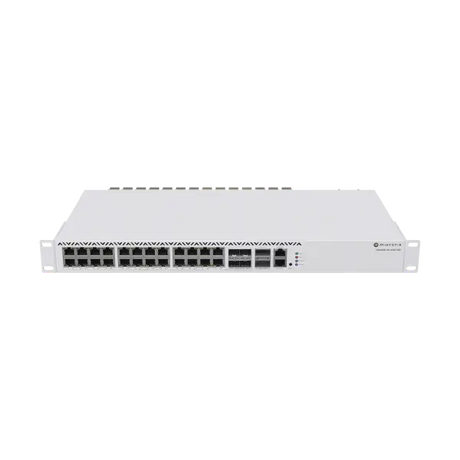 Switch rack 1U con 20 puertos 2.5G, 4 combo 10G y 2 QSFP+ 40G, RouterOS L6 y doble fuente. Core multigigabit de alta capacidad. - Gestion y Equipos (G&E)