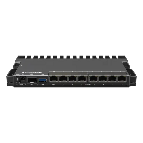 Router RB5009UPr con CPU ARMv8, 7 Gigabit PoE, 1 puerto 2.5G PoE, SFP+ 10G y RouterOS L5. Ideal para redes PoE de alto rendimiento. - Gestion y Equipos (G&E)