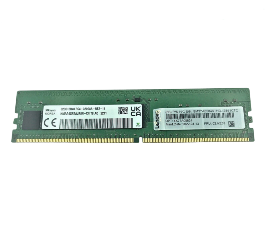 02JG339 Lenovo 32GB 2RX8 DDR4-3200MHz RDIMM-A - Gestion y Equipos (G&E)