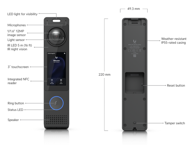 UniFi G6 Entry: 5MP+8MP Dual Cam GbE PoE+ FaceRec AI Detect IR 5m - Gestion y Equipos (G&E)